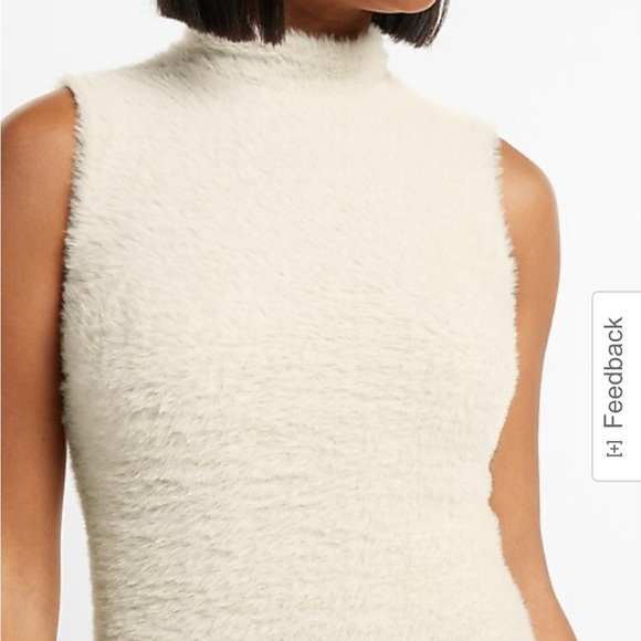 NWOT Express Cozy Knit Mock Neck
Sleeveless Open Back fuzzy above knee dress 👗 - Picture 6 of 16